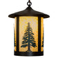 Meyda Lighting Fulton 14" Craftsman Brown Tall Pines Pendant Light With Green & Beige Art Shade Glass