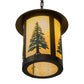 Meyda Lighting Fulton 14" Craftsman Brown Tall Pines Pendant Light With Green & Beige Art Shade Glass