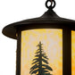 Meyda Lighting Fulton 14" Craftsman Brown Tall Pines Pendant Light With Green & Beige Art Shade Glass