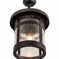 Meyda Lighting Fulton 14" Old Wrought Iron Hanging Lantern Pendant Light With Clear Seeded Shade Glass