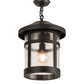 Meyda Lighting Fulton 14" Old Wrought Iron Hanging Lantern Pendant Light With Clear Seeded Shade Glass