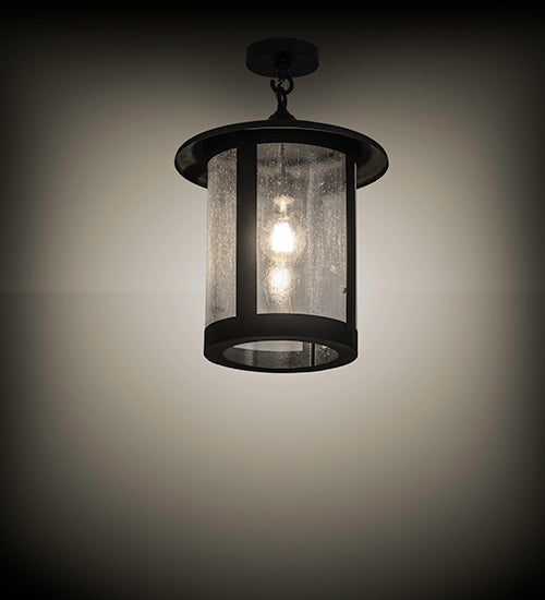 Meyda Lighting Fulton 14" Old Wrought Iron Prime Semi-flush Mount Light With Clear Shade Glass
