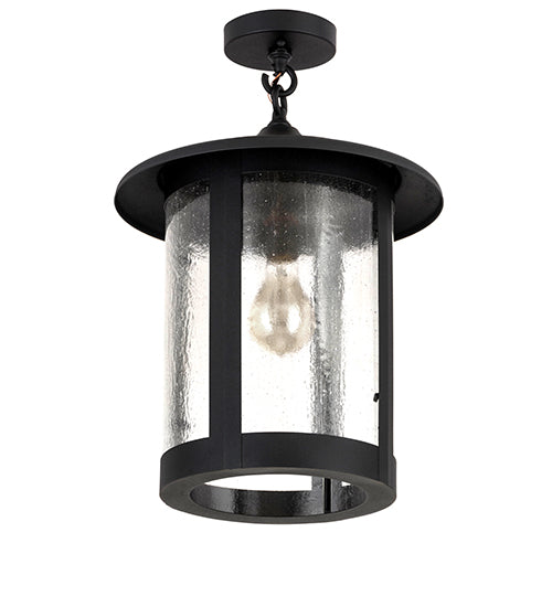 Meyda Lighting Fulton 14" Old Wrought Iron Prime Semi-flush Mount Light With Clear Shade Glass