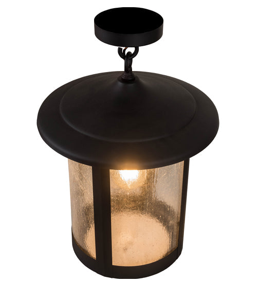 Meyda Lighting Fulton 14" Old Wrought Iron Prime Semi-flush Mount Light With Clear Shade Glass