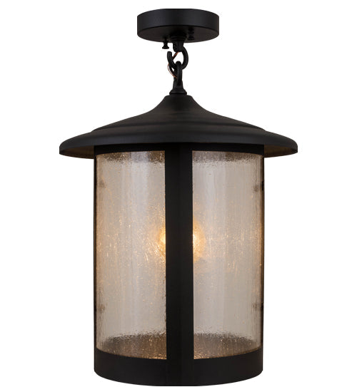 Meyda Lighting Fulton 14" Old Wrought Iron Prime Semi-flush Mount Light With Clear Shade Glass