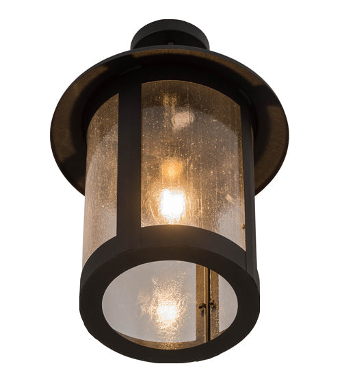 Meyda Lighting Fulton 14" Old Wrought Iron Prime Semi-flush Mount Light With Clear Shade Glass