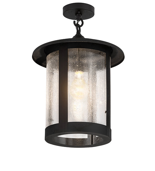 Meyda Lighting Fulton 14" Old Wrought Iron Prime Semi-flush Mount Light With Clear Shade Glass