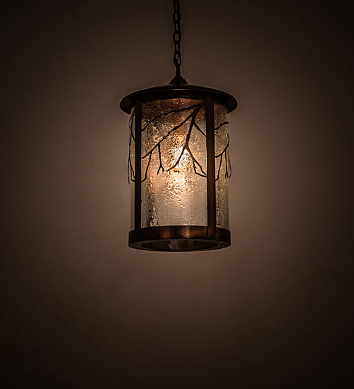 Meyda Lighting Fulton 14" Vintage Copper Branches Pendant Light With Clear Seeded Granite Shade Glass