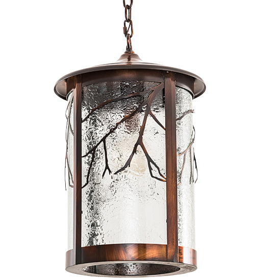 Meyda Lighting Fulton 14" Vintage Copper Branches Pendant Light With Clear Seeded Granite Shade Glass