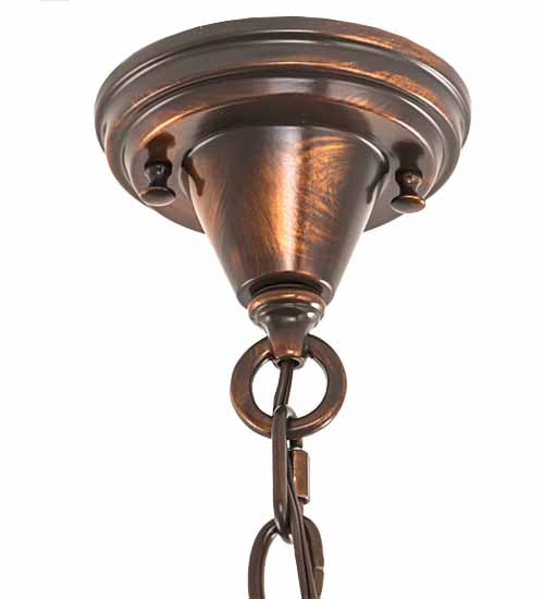 Meyda Lighting Fulton 14" Vintage Copper Branches Pendant Light With Clear Seeded Granite Shade Glass