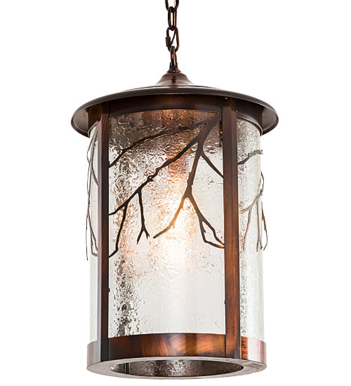 Meyda Lighting Fulton 14" Vintage Copper Branches Pendant Light With Clear Seeded Granite Shade Glass
