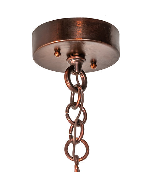 Meyda Lighting Fulton 14" Vintage Copper Great Pines Pendant Light With Silver Mica Shade Glass