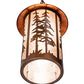 Meyda Lighting Fulton 14" Vintage Copper Great Pines Pendant Light With Silver Mica Shade Glass
