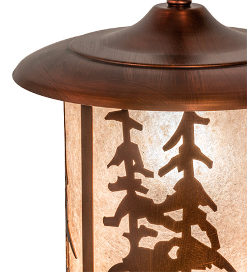 Meyda Lighting Fulton 14" Vintage Copper Great Pines Pendant Light With Silver Mica Shade Glass