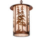 Meyda Lighting Fulton 14" Vintage Copper Great Pines Pendant Light With Silver Mica Shade Glass