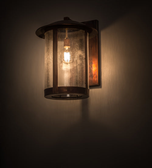 Meyda Lighting Fulton 15" Vintage Copper Wall Sconce With Clear Seeded Shade Glass