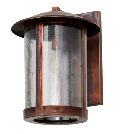 Meyda Lighting Fulton 15" Vintage Copper Wall Sconce With Clear Seeded Shade Glass