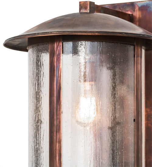 Meyda Lighting Fulton 15" Vintage Copper Wall Sconce With Clear Seeded Shade Glass