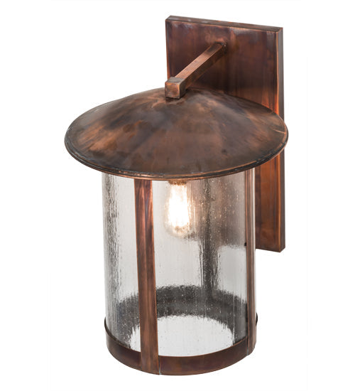 Meyda Lighting Fulton 15" Vintage Copper Wall Sconce With Clear Seeded Shade Glass