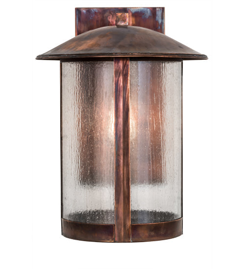 Meyda Lighting Fulton 15" Vintage Copper Wall Sconce With Clear Seeded Shade Glass