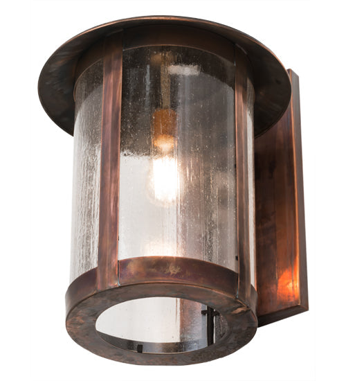 Meyda Lighting Fulton 15" Vintage Copper Wall Sconce With Clear Seeded Shade Glass
