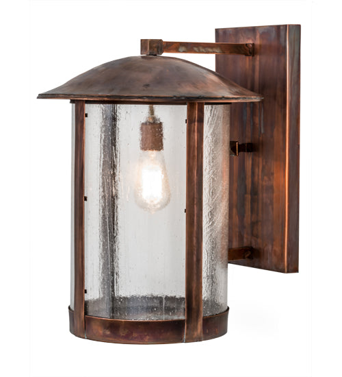 Meyda Lighting Fulton 15" Vintage Copper Wall Sconce With Clear Seeded Shade Glass