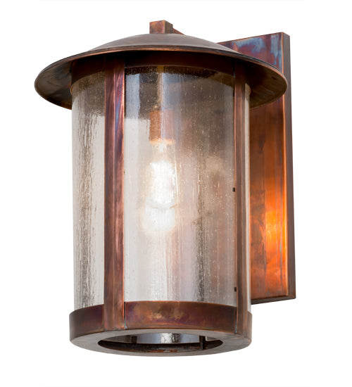 Meyda Lighting Fulton 15" Vintage Copper Wall Sconce With Clear Seeded Shade Glass