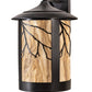 Meyda Lighting Fulton 16" 2-Light Craftsman Brown & Oil Rubbed Bronze Branches Solid Mount Wall Sconce With Travertine Idalight & Clear Shade Glass