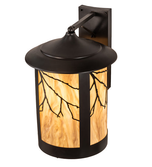 Meyda Lighting Fulton 16" 2-Light Craftsman Brown & Oil Rubbed Bronze Branches Solid Mount Wall Sconce With Travertine Idalight & Clear Shade Glass