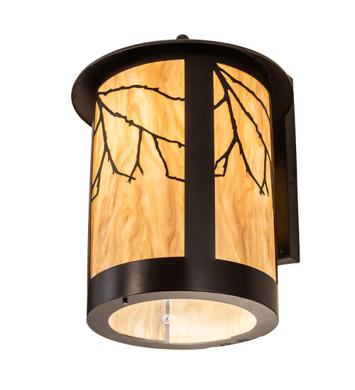 Meyda Lighting Fulton 16" 2-Light Craftsman Brown & Oil Rubbed Bronze Branches Solid Mount Wall Sconce With Travertine Idalight & Clear Shade Glass