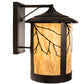 Meyda Lighting Fulton 16" 2-Light Craftsman Brown & Oil Rubbed Bronze Branches Solid Mount Wall Sconce With Travertine Idalight & Clear Shade Glass