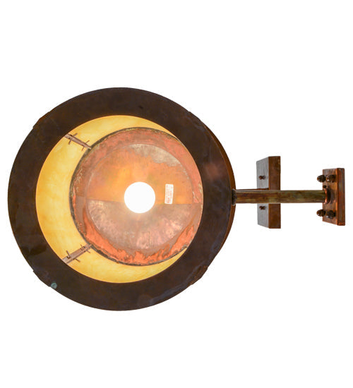 Meyda Lighting Fulton 16" Hammered Vintage Copper Branches Solid Mount Wall Sconce With Beige Earth Marble Shade