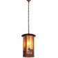 Meyda Lighting Fulton 16" Red Rust Pendant Light With Amber Mica Shade Glass
