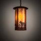 Meyda Lighting Fulton 16" Red Rust Pendant Light With Amber Mica Shade Glass