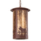 Meyda Lighting Fulton 16" Red Rust Pendant Light With Amber Mica Shade Glass