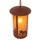 Meyda Lighting Fulton 16" Red Rust Pendant Light With Amber Mica Shade Glass