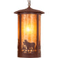 Meyda Lighting Fulton 16" Red Rust Pendant Light With Amber Mica Shade Glass