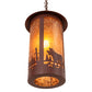 Meyda Lighting Fulton 16" Red Rust Pendant Light With Amber Mica Shade Glass