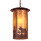 Meyda Lighting Fulton 16" Red Rust Pendant Light With Amber Mica Shade Glass