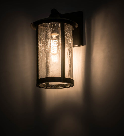 Meyda Lighting Fulton 178536 8" Craftsman Brown Prime Solid Mount Wall Sconce With Clear Seeded Shade Glass