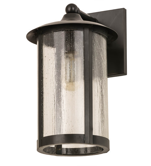 Meyda Lighting Fulton 178536 8" Craftsman Brown Prime Solid Mount Wall Sconce With Clear Seeded Shade Glass