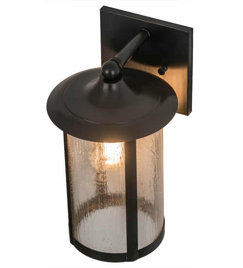 Meyda Lighting Fulton 178536 8" Craftsman Brown Prime Solid Mount Wall Sconce With Clear Seeded Shade Glass