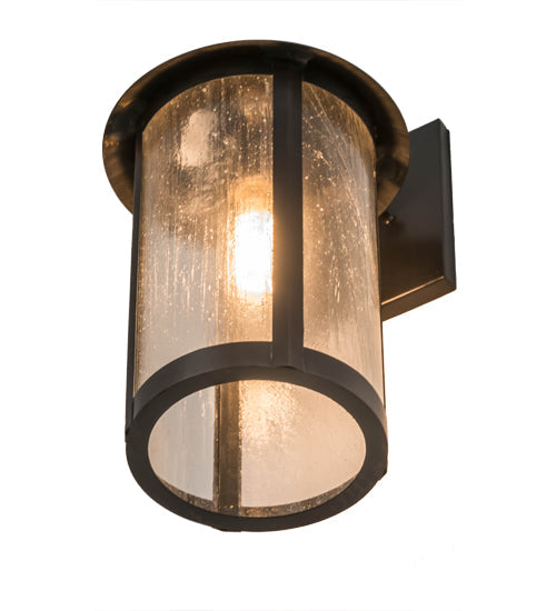 Meyda Lighting Fulton 178536 8" Craftsman Brown Prime Solid Mount Wall Sconce With Clear Seeded Shade Glass
