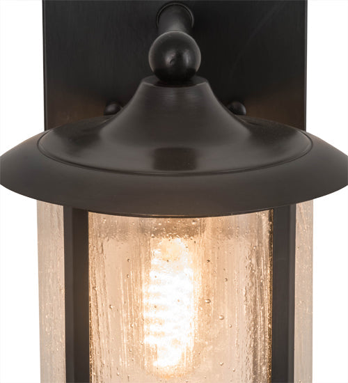 Meyda Lighting Fulton 178536 8" Craftsman Brown Prime Solid Mount Wall Sconce With Clear Seeded Shade Glass
