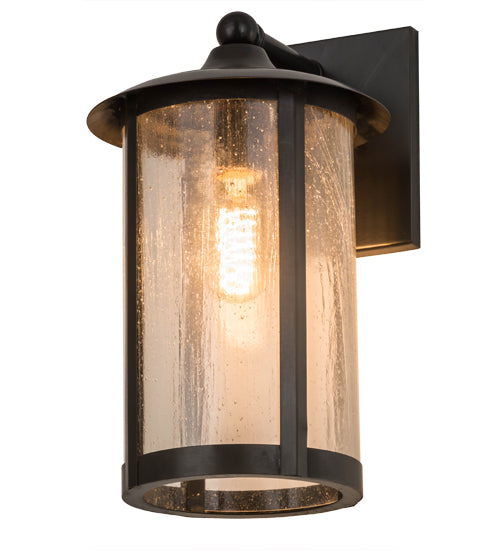 Meyda Lighting Fulton 178536 8" Craftsman Brown Prime Solid Mount Wall Sconce With Clear Seeded Shade Glass