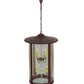 Meyda Lighting Fulton 18" 2-Light Cafe Noir Hanging Lantern Pendant Light With Clear Seeded Shade Glass