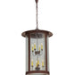 Meyda Lighting Fulton 18" 2-Light Cafe Noir Hanging Lantern Pendant Light With Clear Seeded Shade Glass