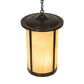 Meyda Lighting Fulton 18" 8-Light Craftsman Brown Prime Lantern Pendant Light With Beige Art Shade Glass