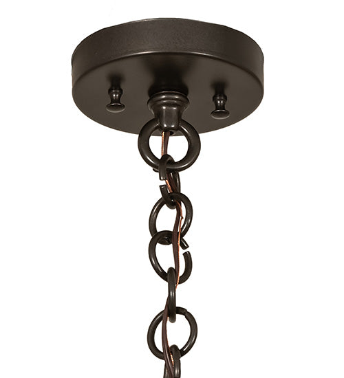 Meyda Lighting Fulton 18" 8-Light Craftsman Brown Prime Lantern Pendant Light With Beige Art Shade Glass