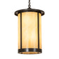 Meyda Lighting Fulton 18" 8-Light Craftsman Brown Prime Lantern Pendant Light With Beige Art Shade Glass